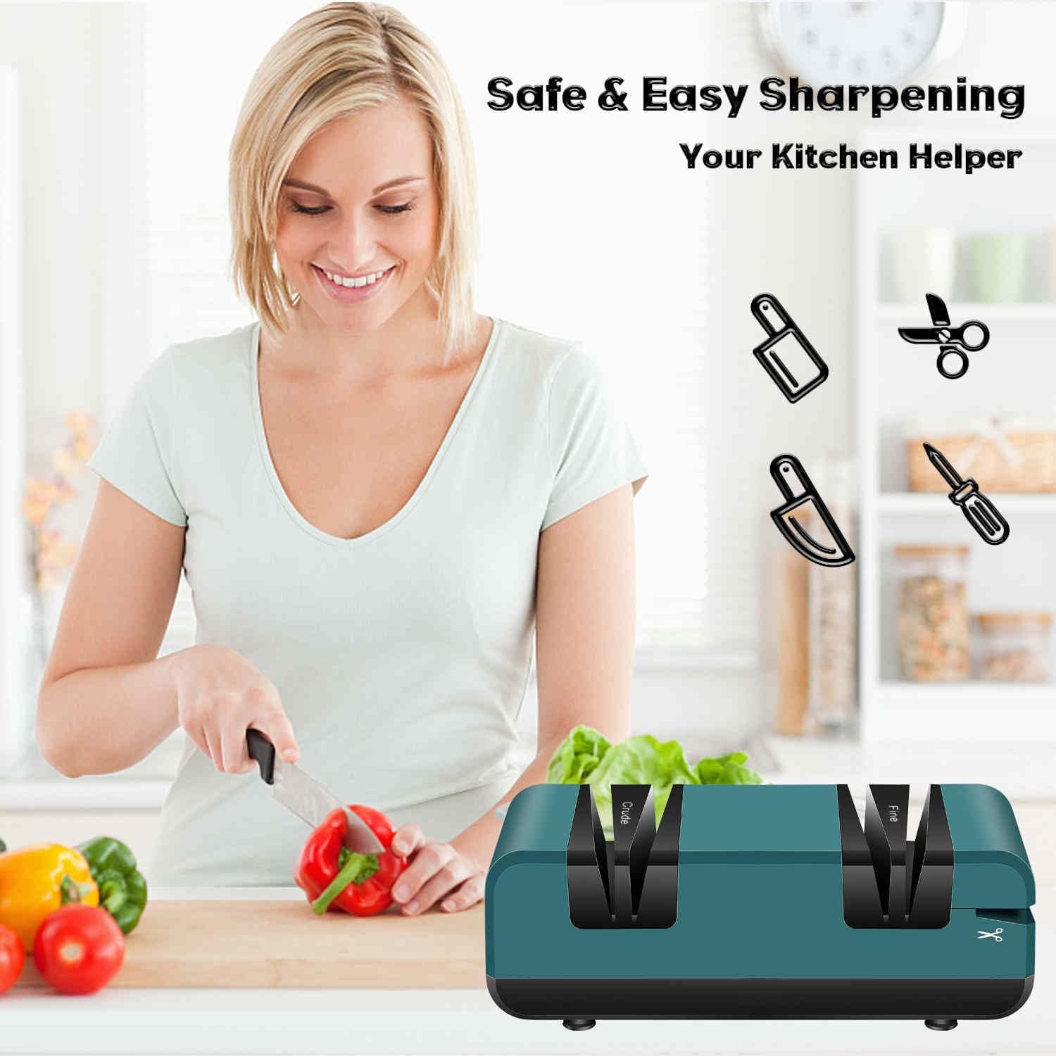 Enutogo Knife Sharpener, Electric Knife Sharpener with 2-Stages Sharpening & Polishing