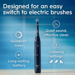 Oral-B iO Series 2 Rechargeable Electric Powered Toothbrush, Night Black with 1 Gentle Care Brush Head