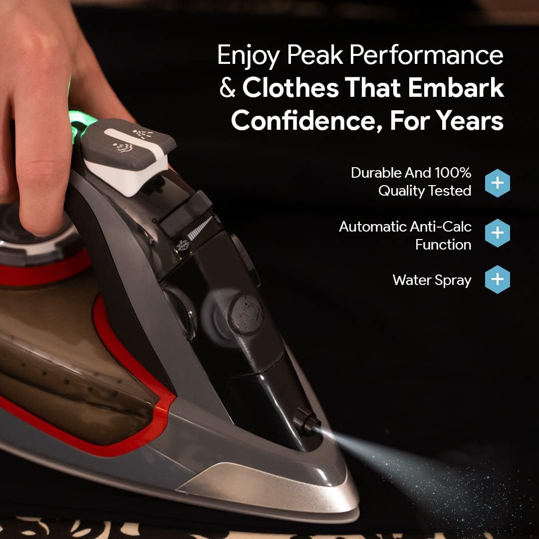 Bartnelli Pro Luxury Steam Iron for Clothes, New Powerful Steam Technology, Non-Stick Ceramic Soleplate, 1700 Watts