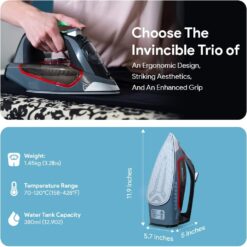 Bartnelli Pro Luxury Steam Iron for Clothes, New Powerful Steam Technology, Non-Stick Ceramic Soleplate, 1700 Watts