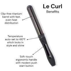 L'ANGE HAIR Le Curl Titanium Curling Wand, Professional Curling Iron for All Hair Types, Clip Free Hair Curler, Black 1.25” (32MM)