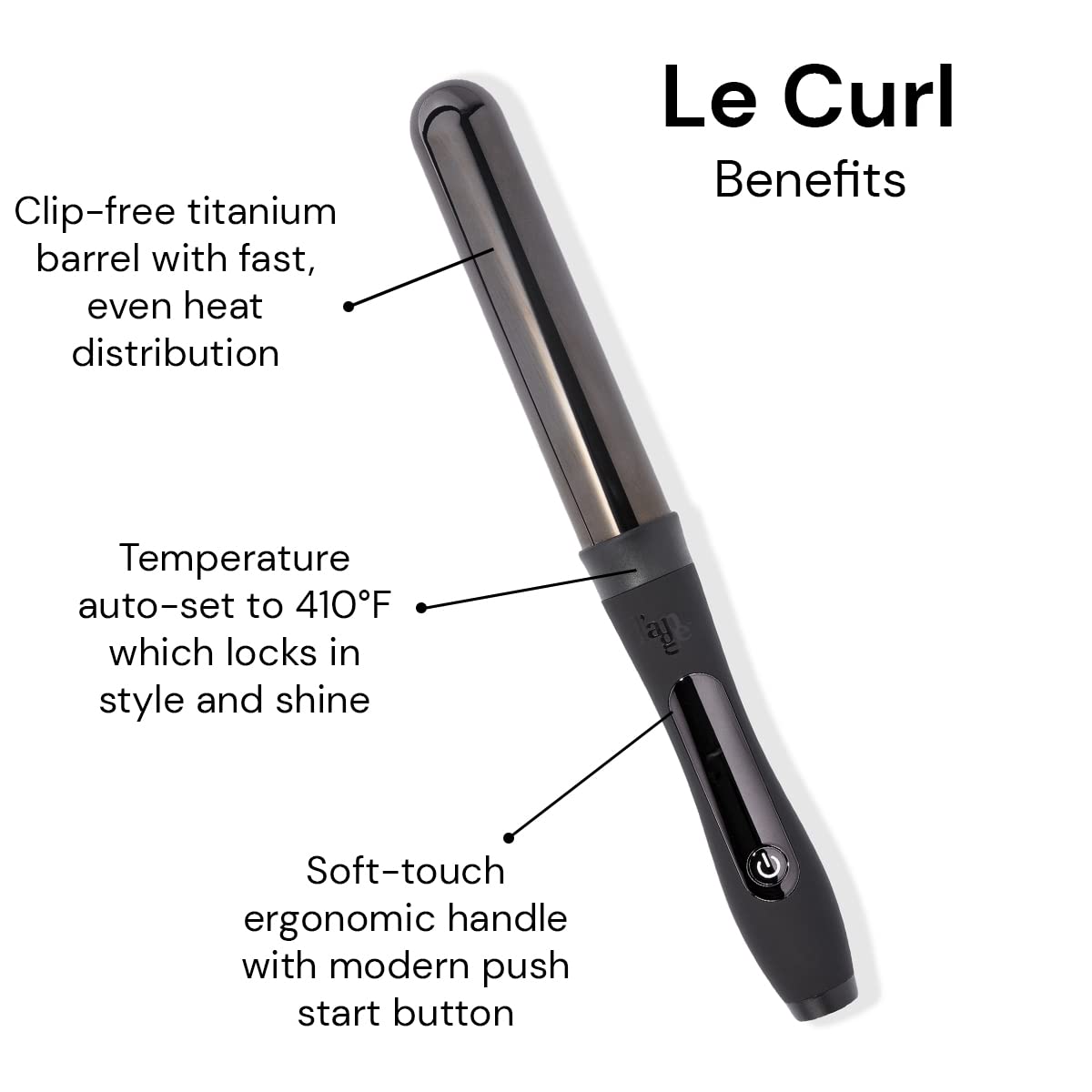 L'ANGE HAIR Le Curl Titanium Curling Wand, Professional Curling Iron for All Hair Types, Clip Free Hair Curler, Black 1.25” (32MM)