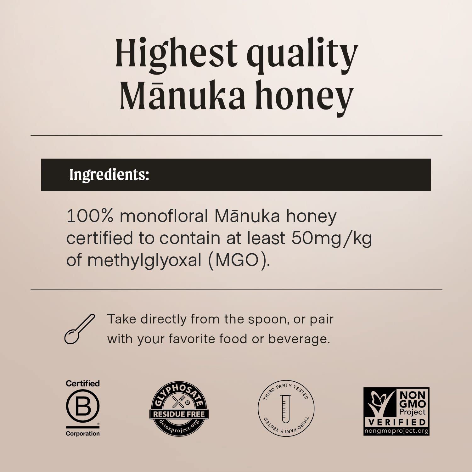 Manukora Raw Manuka Honey, MGO 50+, New Zealand Honey, Non-GMO, Traceable from Hive to Hand - 500g (1.1 Lb)