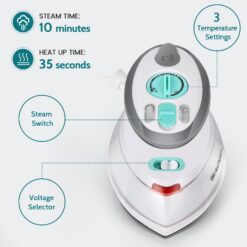 BEAUTURAL Mini Travel Steam Iron for Clothes with Dual Voltage, Non-Stick Soleplate, Anti-Slip Handle