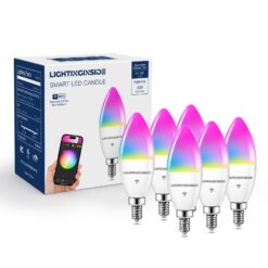Lightinginside Candelabra Smart Light Bulbs 60W Equivalent, 500LM 6W E12 LED Bulb Compatible with Alexa/Google Home, 6PCS