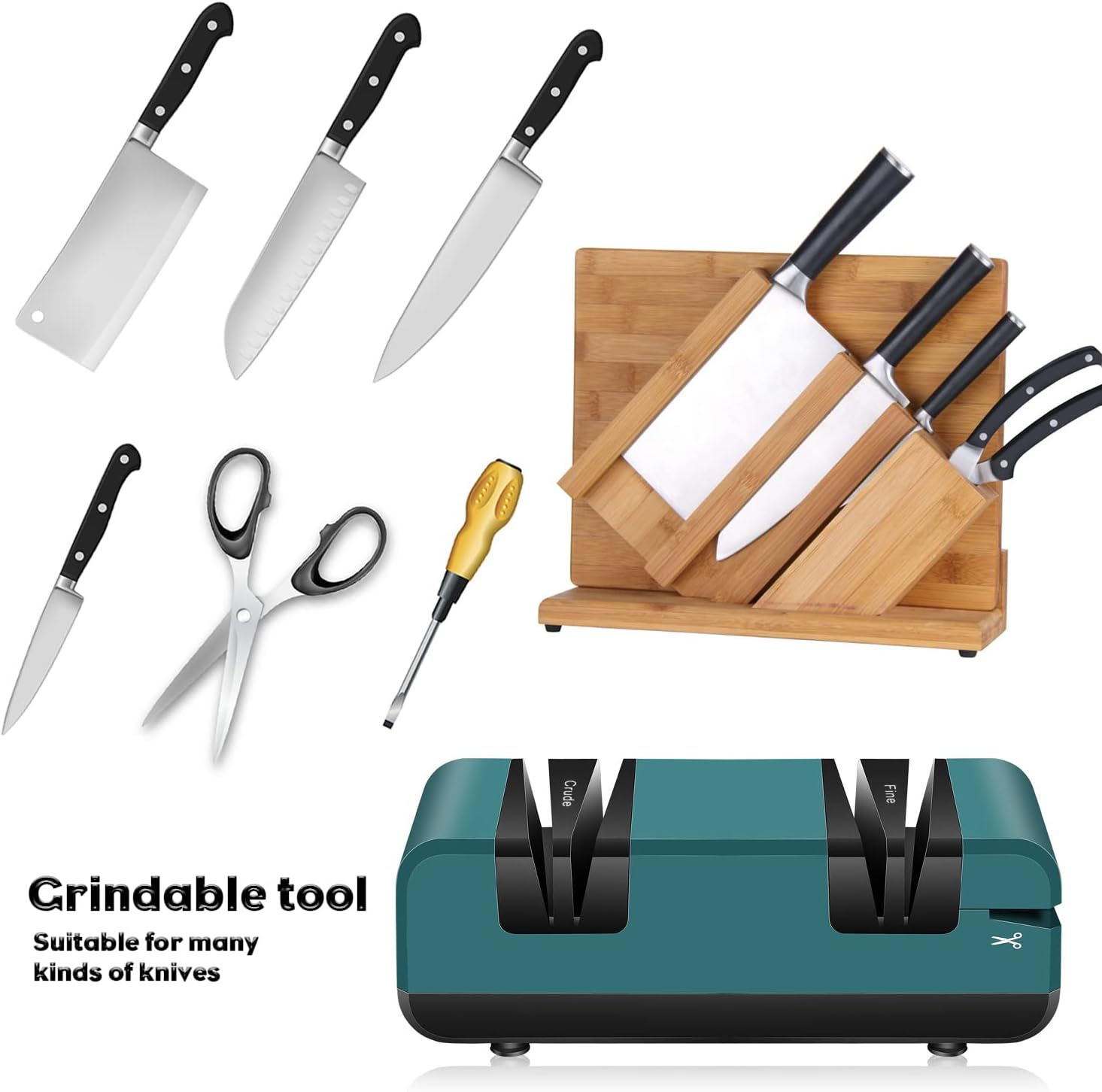 Enutogo Knife Sharpener, Electric Knife Sharpener with 2-Stages Sharpening & Polishing