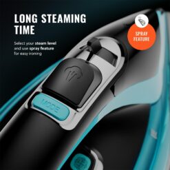 PurSteam SteamTech Elite 1750W Steam Iron, Digital Temp Control & LED Display, Ceramic Soleplate