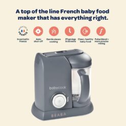BEABA Babycook Solo 4 in 1 Baby Food Maker, Puree Steamer and Blender for Purees, Grinder with Auto Steam Cooking, Eucalyptus