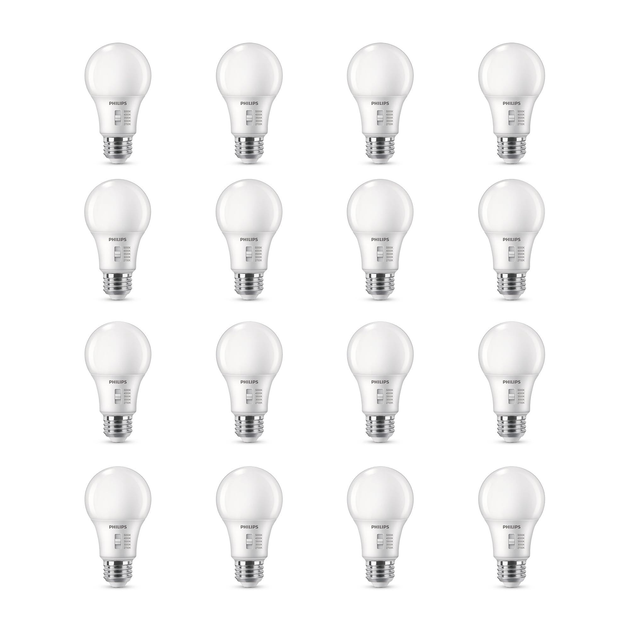 Philips LED A19 Selectable White Dimmable LED Light Bulbs - Flicker-Free 60w Light Bulbs with EyeComfort Technology - 12 Pack