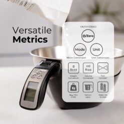Fradel Digital Kitchen Food Scale with Bowl - 11lb, Grams & Ounces - Removable, Dishwasher-Safe Mixing Bowl - Black