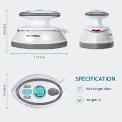 BEAUTURAL Mini Travel Steam Iron for Clothes with Dual Voltage, Non-Stick Soleplate, Anti-Slip Handle
