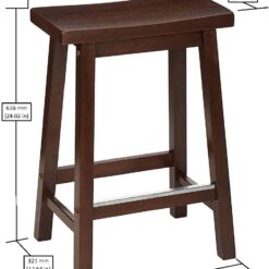 Amazon Basics Solid Wood Saddle-Seat Kitchen Counter-Height Stool, 24-Inch Height, Walnut Finish - Set of 2