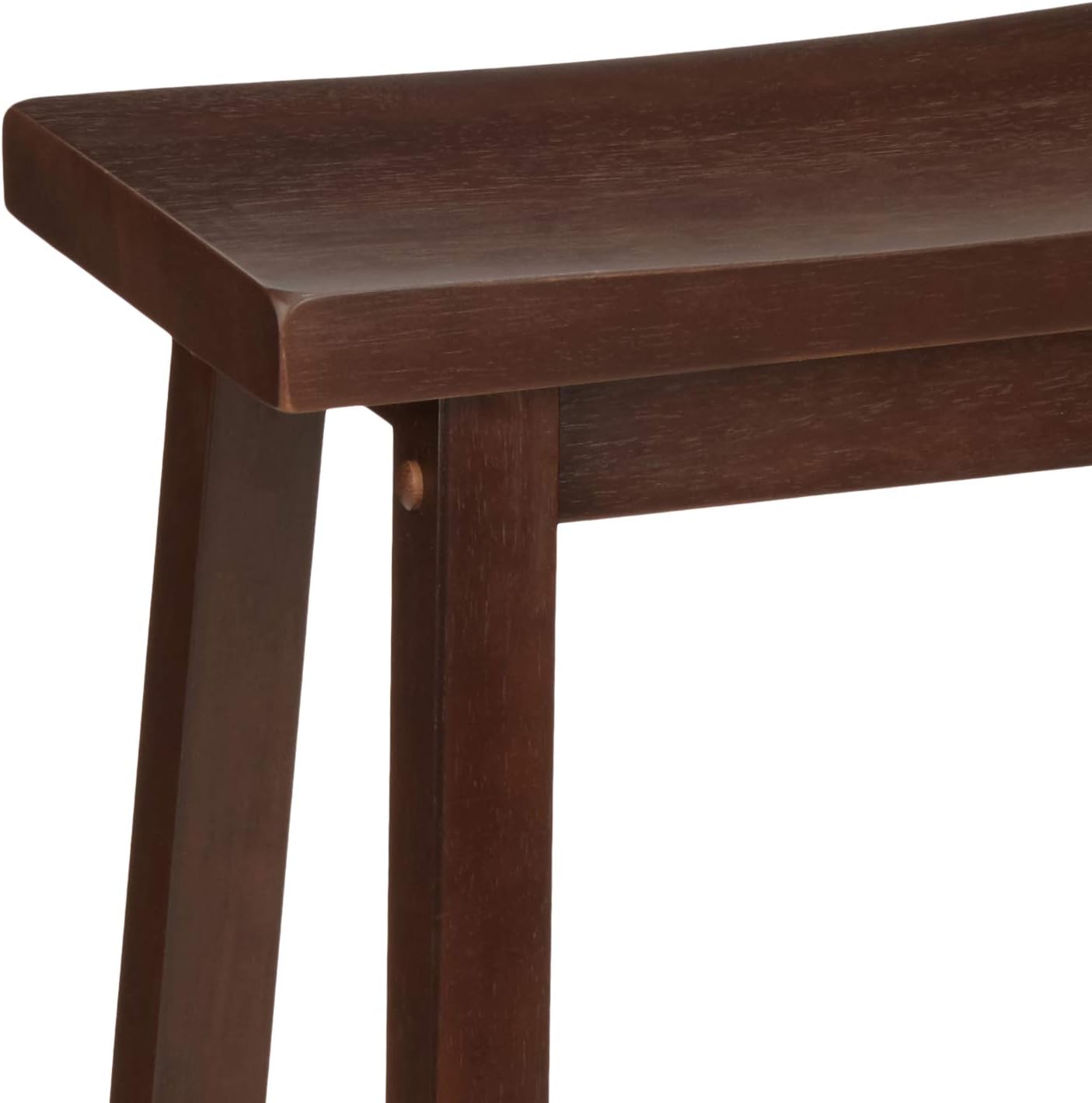 Amazon Basics Solid Wood Saddle-Seat Kitchen Counter-Height Stool, 24-Inch Height, Walnut Finish - Set of 2