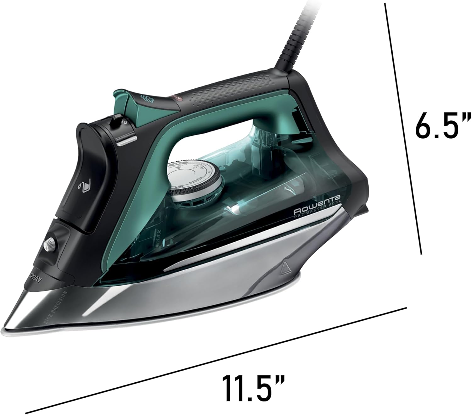 Rowenta Iron Pro Master Stainless Steel Soleplate Steam Iron for Clothes, 210 g/min, 400 Microsteam Holes, 1775 Watts