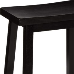 Amazon Basics Solid Wood Saddle-Seat Counter-Height Kitchen Island BarStool, 24-Inch Height, Black - Set of 2