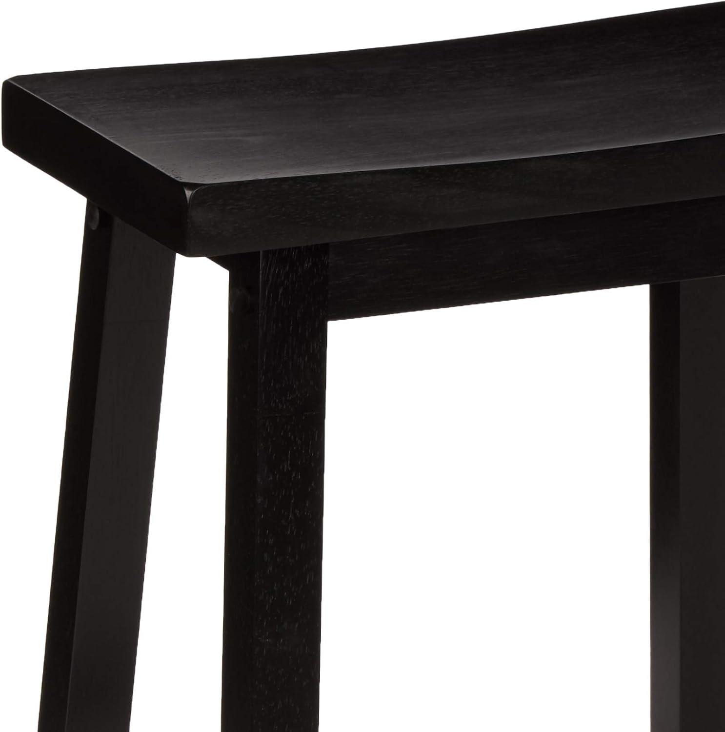 Amazon Basics Solid Wood Saddle-Seat Counter-Height Kitchen Island BarStool, 24-Inch Height, Black - Set of 2