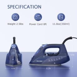 BEAUTURAL Steam Iron for Clothes with Precision Thermostat Dial, Anti-Drip Blue