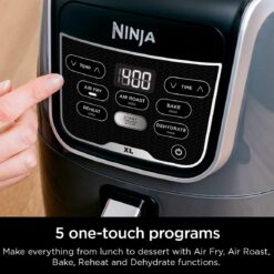 Ninja Air Fryer XL, 5.5 Qt. Capacity that can Air Fry, Air Roast, Bake, Reheat & Dehydrate, Grey, AF150AMZ