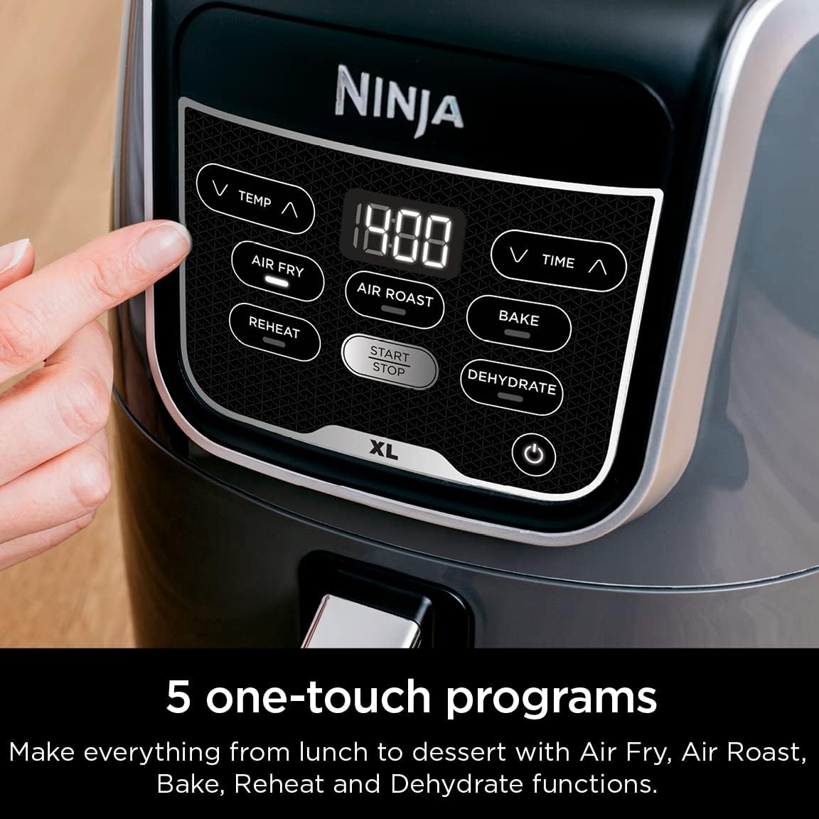 Ninja Air Fryer XL, 5.5 Qt. Capacity that can Air Fry, Air Roast, Bake, Reheat & Dehydrate, Grey, AF150AMZ