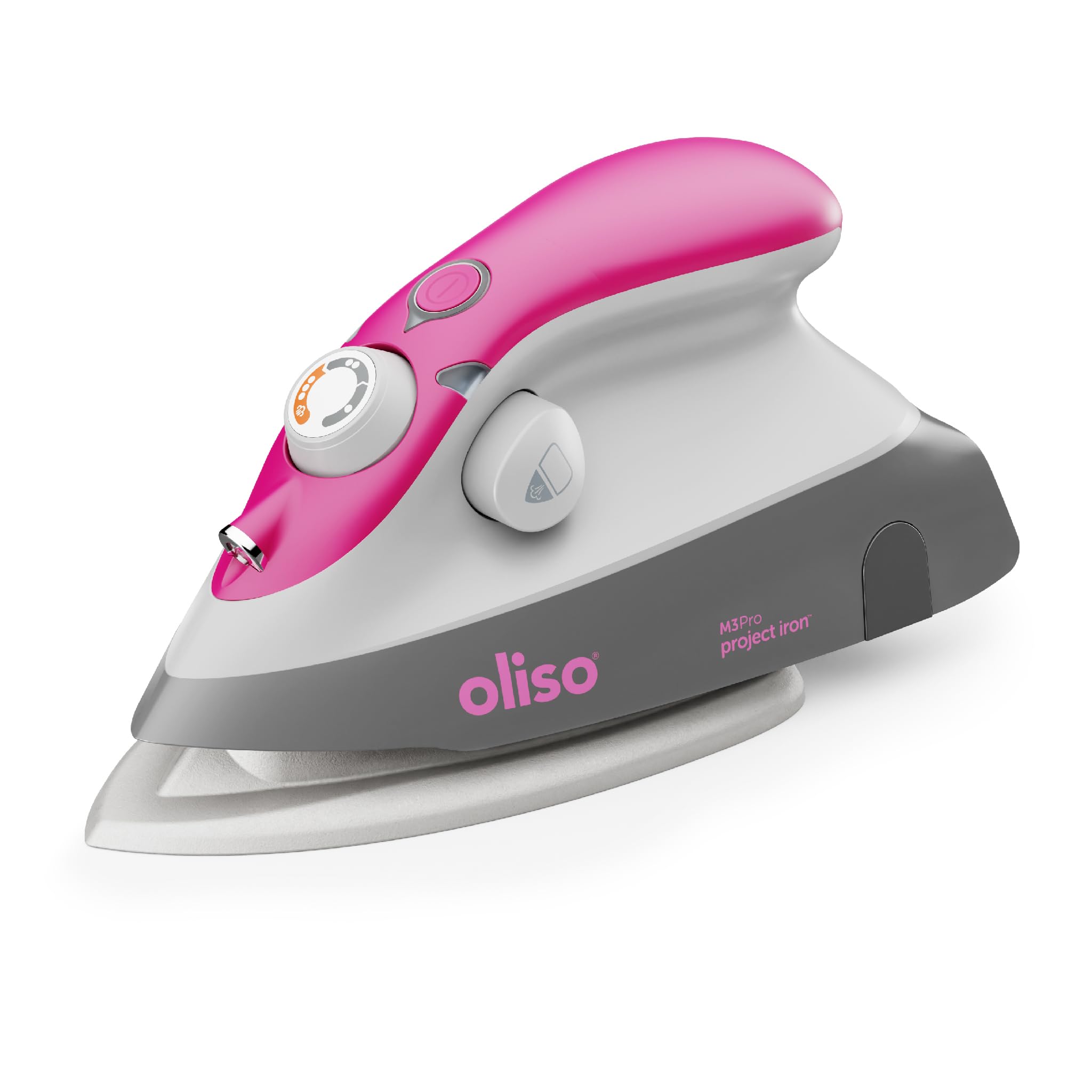 Oliso M3Pro Project Steam Iron with Solemate, 1000 Watt Ceramic Soleplate Steam Iron, Raspberry