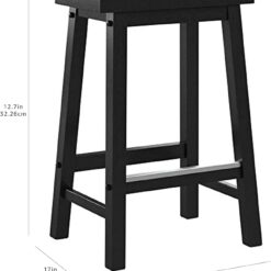 Amazon Basics Solid Wood Saddle-Seat Counter-Height Kitchen Island BarStool, 24-Inch Height, Black - Set of 2