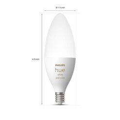 Philips Hue Smart 40W B39 Candle-Shaped LED Bulb, White and Color Ambiance Color, Changing Light, 1 Pack
