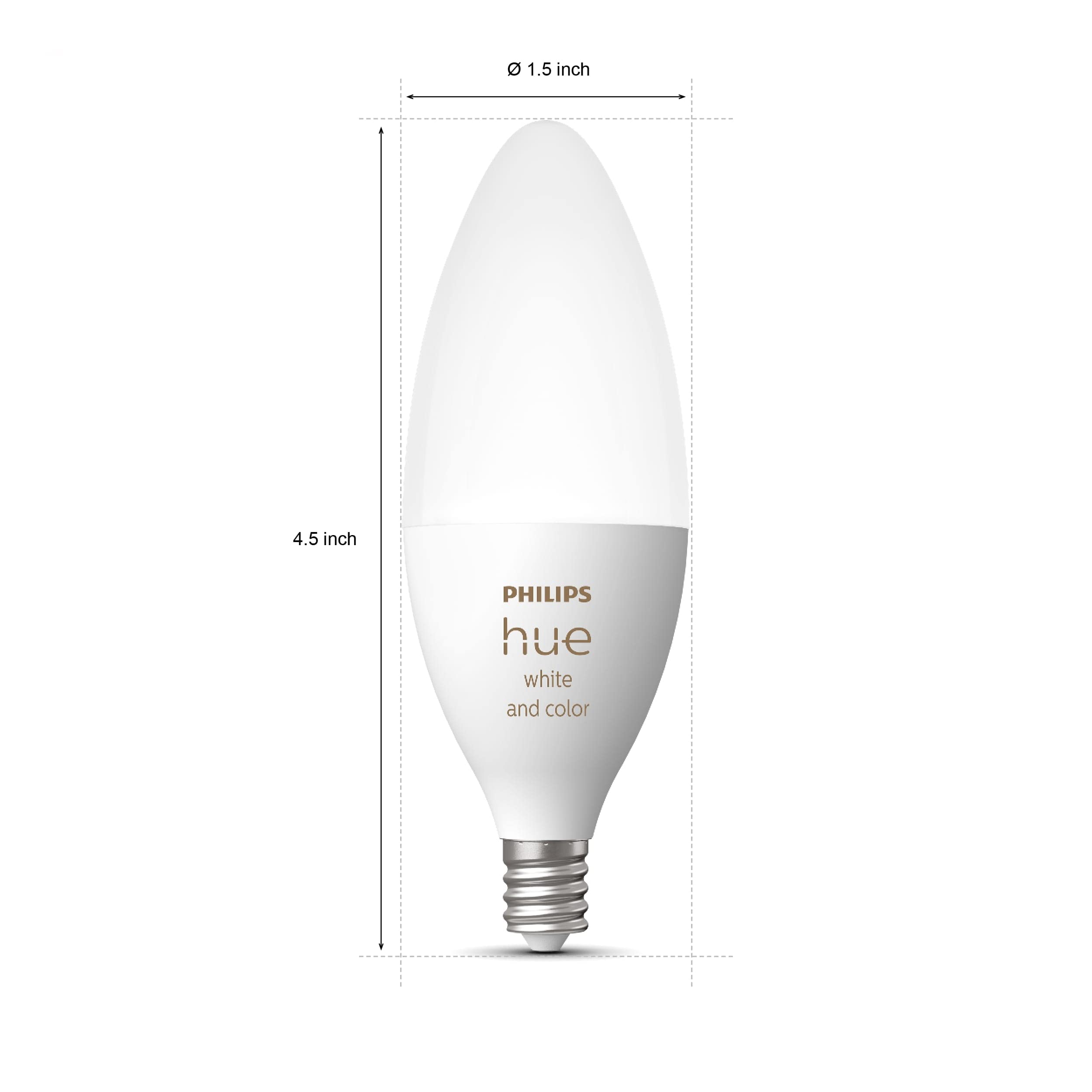 Philips Hue Smart 40W B39 Candle-Shaped LED Bulb, White and Color Ambiance Color, Changing Light, 1 Pack