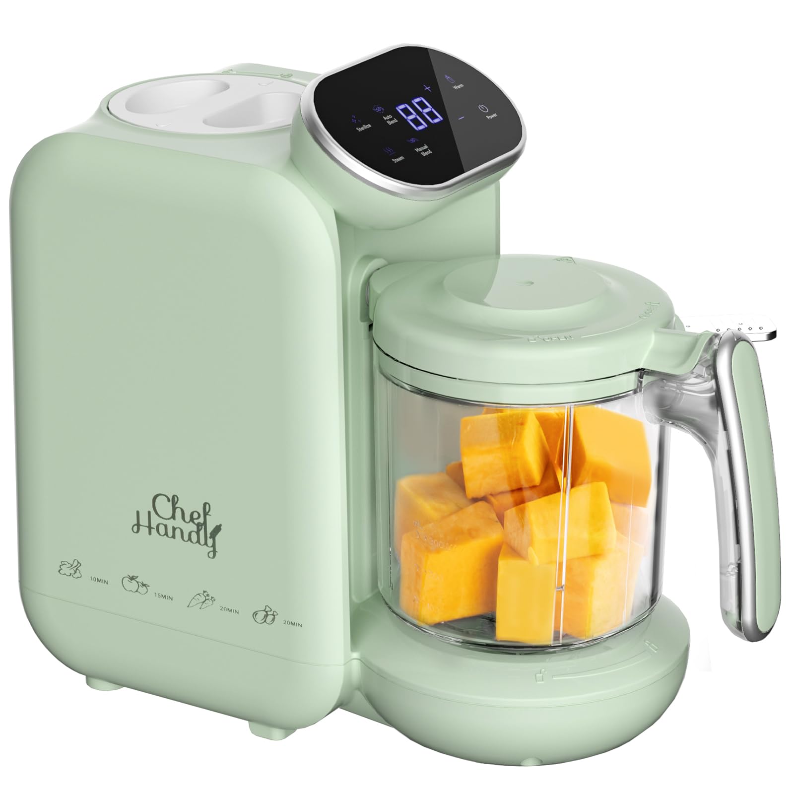 Chefhandy Baby Food Maker, 5 in 1 Baby Food Processor with Steaming Basket, Auto Cooking & Grinding (Green)