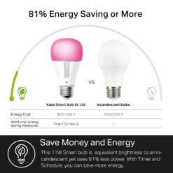 Kasa Smart Light Bulbs, 1000 Lumens High Brightness, 16M Color Changing, Dimmable Smart WiFi Light Bulb, A19, KL135(4-Pack)