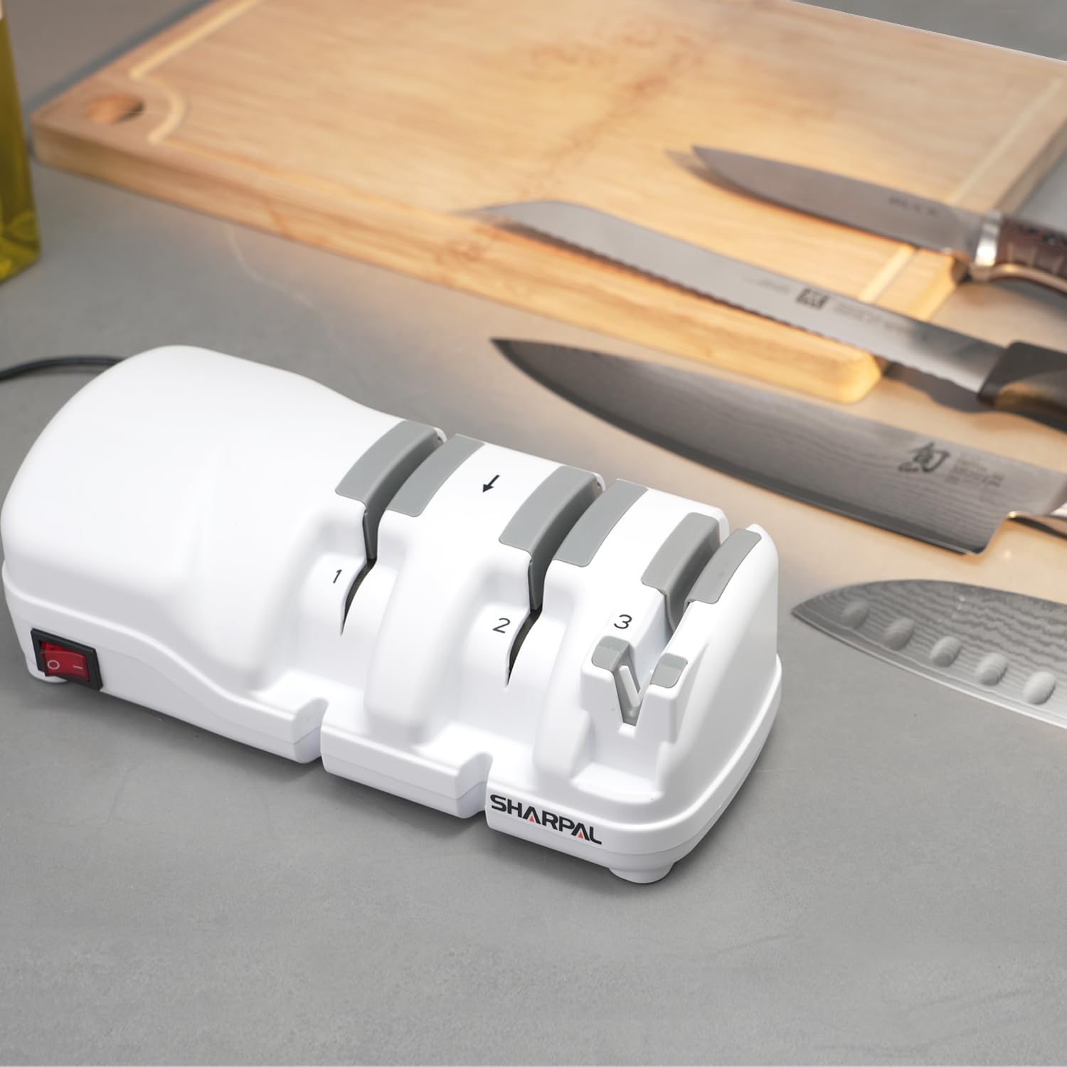 SHARPAL 198H 3 Stages Professional Electric Knife Sharpener, Diamond Roll Sharpener for Razor-Sharp Result