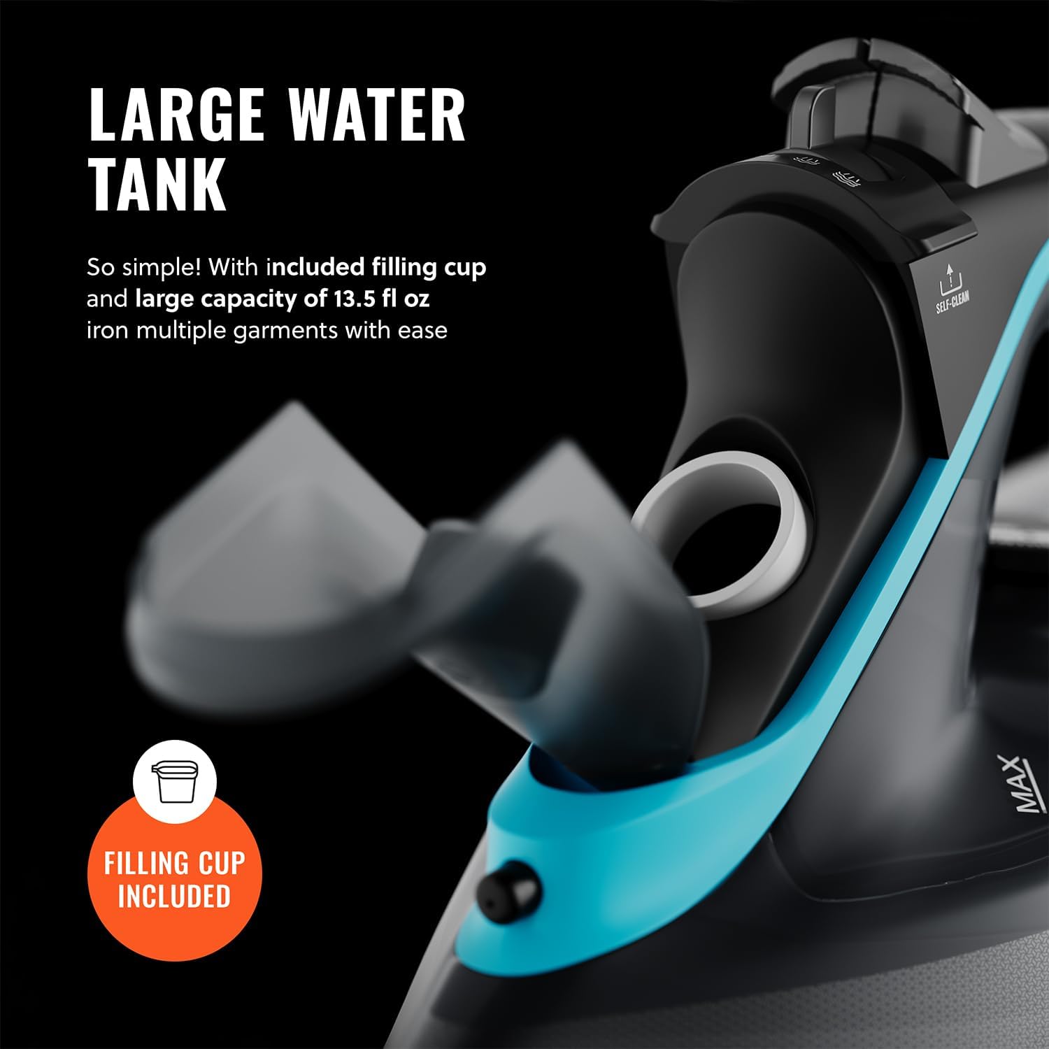 PurSteam SteamBurst+ 1750W Steam Iron, Ceramic Soleplate, Adjustable Steam, Burst of Steam