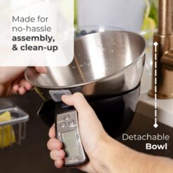 Fradel Digital Kitchen Food Scale with Bowl - 11lb, Grams & Ounces - Removable, Dishwasher-Safe Mixing Bowl - Black