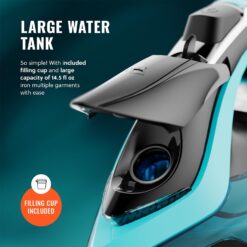PurSteam SteamTech Elite 1750W Steam Iron, Digital Temp Control & LED Display, Ceramic Soleplate
