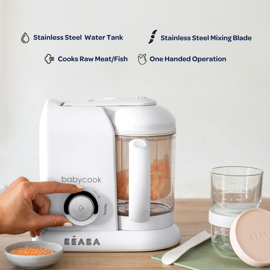 BEABA Babycook Solo 4 in 1 Baby Food Maker, Puree Steamer and Blender for Purees, Grinder with Auto Steam Cooking, Pralin