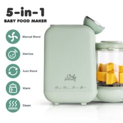 Chefhandy Baby Food Maker, 5 in 1 Baby Food Processor with Steaming Basket, Auto Cooking & Grinding (Green)