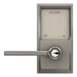 Schlage Encode Lever Century-Latitude Satin Nickel Smart Lock Electronic Handle with Wifi Bluetooth Touchscreen Keypad