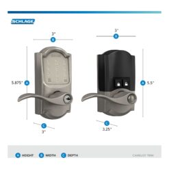 Schlage Encode Lever Camelot-Accent Satin Nickel Smart Lock Electronic Handle with Wifi Bluetooth Touchscreen Keypad