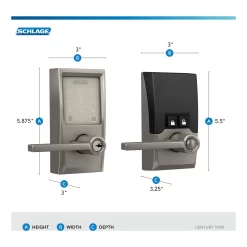 Schlage Encode Lever Century-Latitude Satin Nickel Smart Lock Electronic Handle with Wifi Bluetooth Touchscreen Keypad