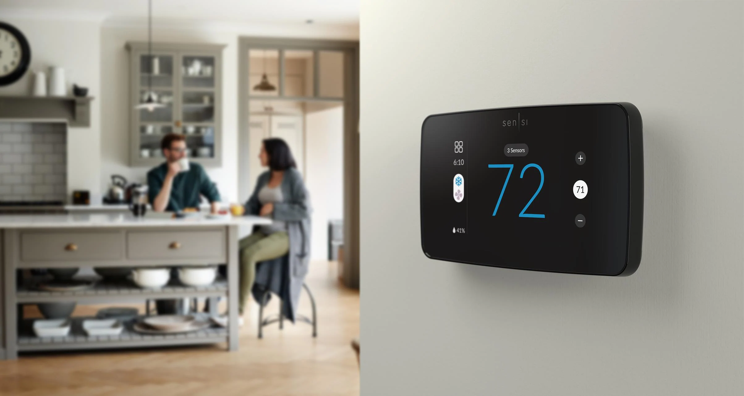 Emerson Sensi Black Beveled Edge Smart Thermostat with Wi-Fi Compatibility