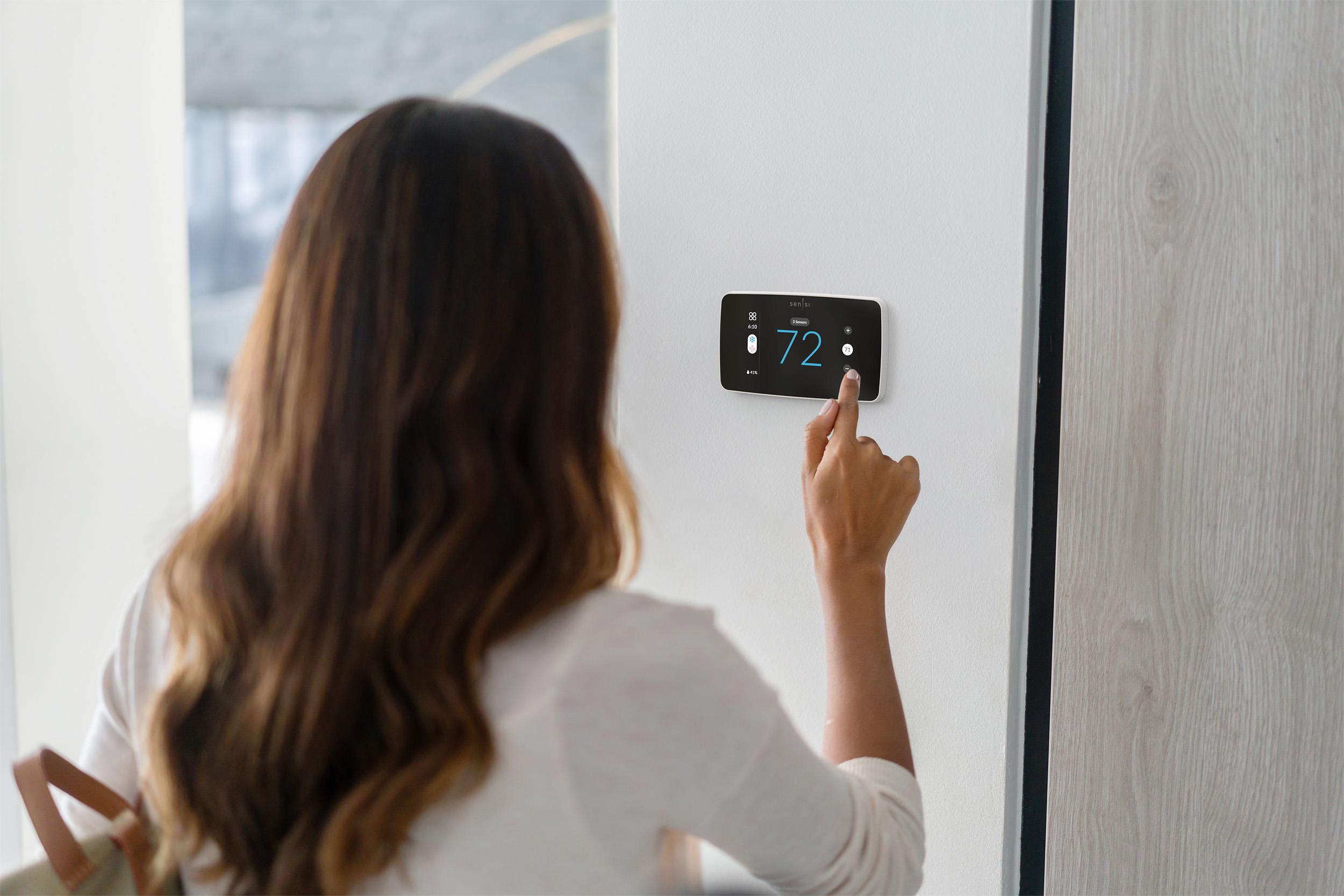 Emerson Sensi White Beveled Edge Smart Thermostat with Wi-Fi Compatibility