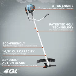 SENIX 4QL 31-cc 4-cycle 17.7-in Straight Shaft Attachment Capable Gas String Trimmer