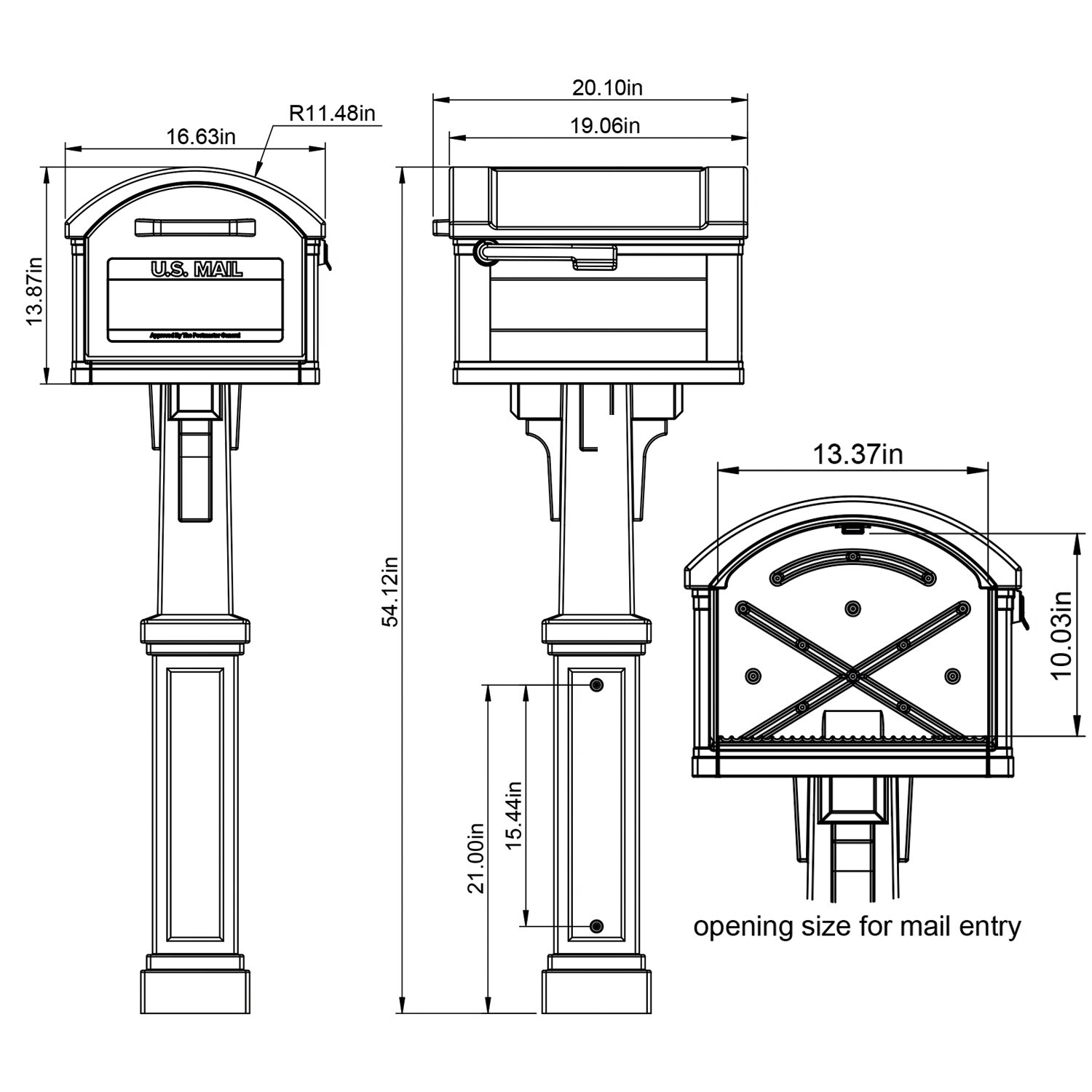 Architectural Mailboxes Post Mount Brown Plastic Extra Large Mailbox with Post