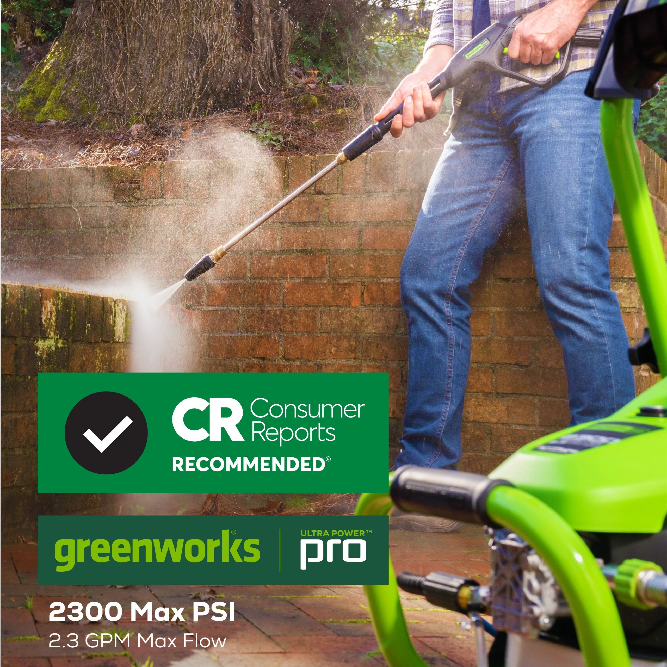 Greenworks 2300 PSI 1.2-GPM Cold Water Electric Pressure Washer with 5 Spray Tips and Surface Cleaner