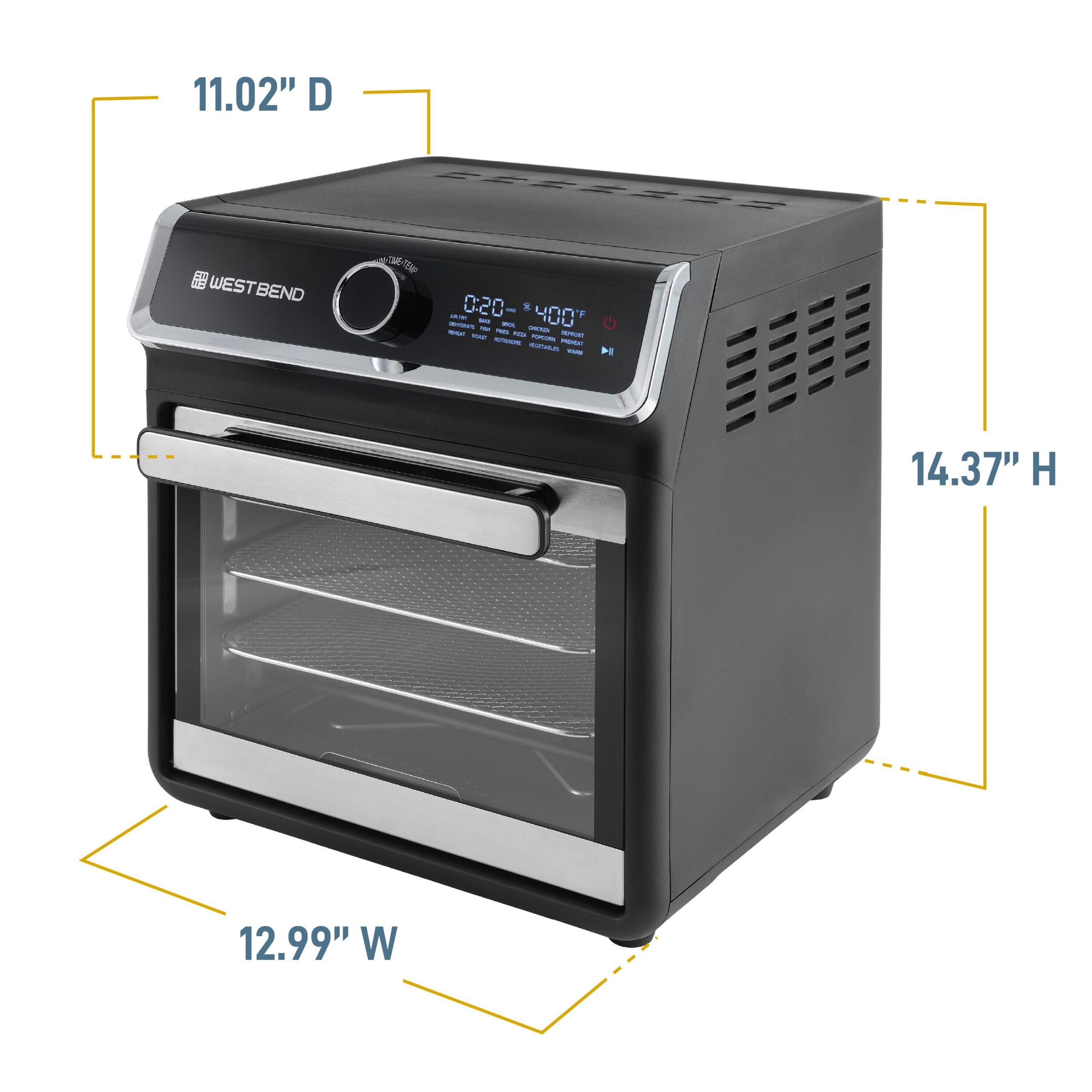 West Bend 15-Quart Black Digital 3-Baskets Air Fryer