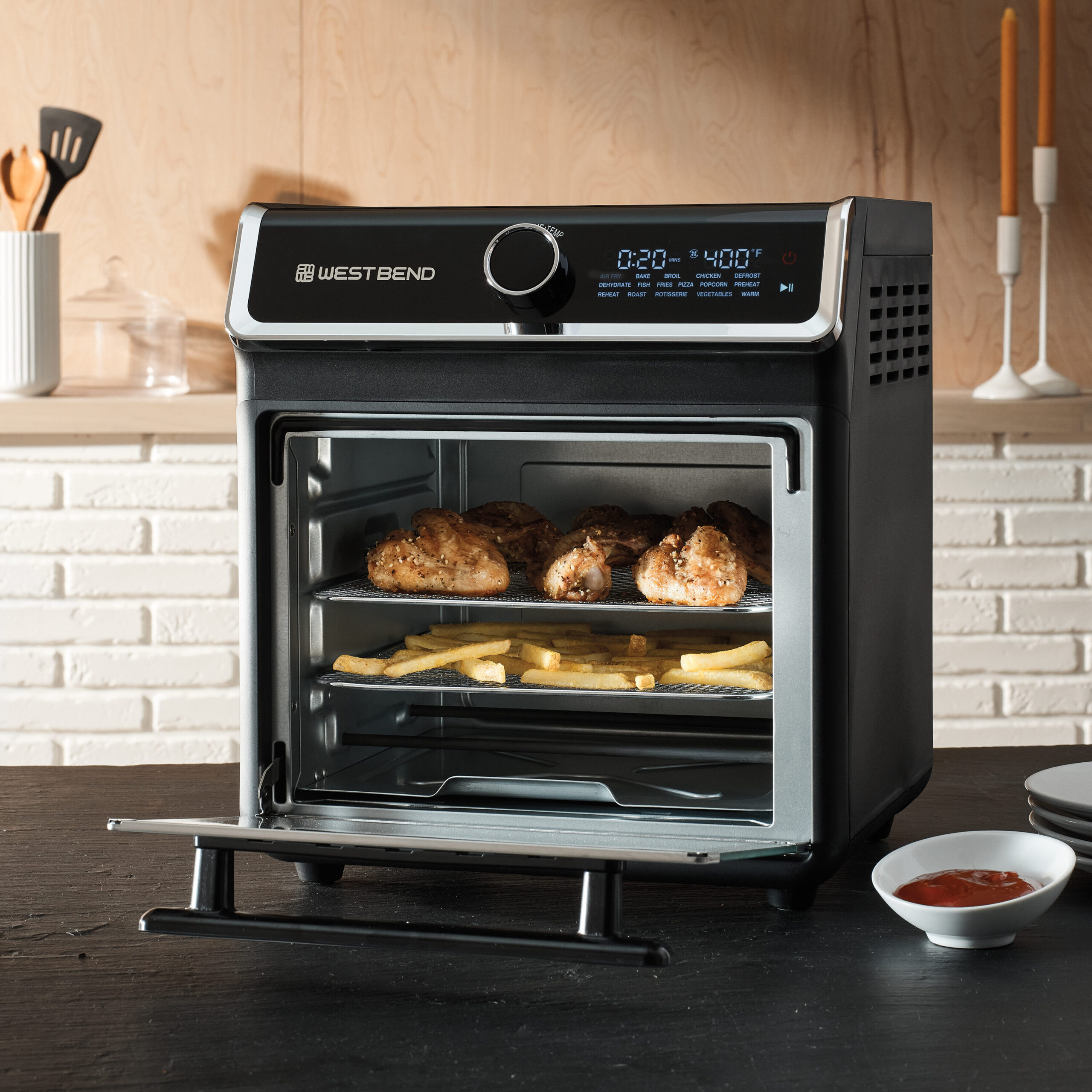 West Bend 15-Quart Black Digital 3-Baskets Air Fryer