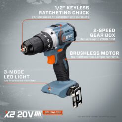 SENIX X2 20-volt 2-Tool Brushless Power Tool Combo Kit with Soft Case (2-Batteries Included and Charger Included)