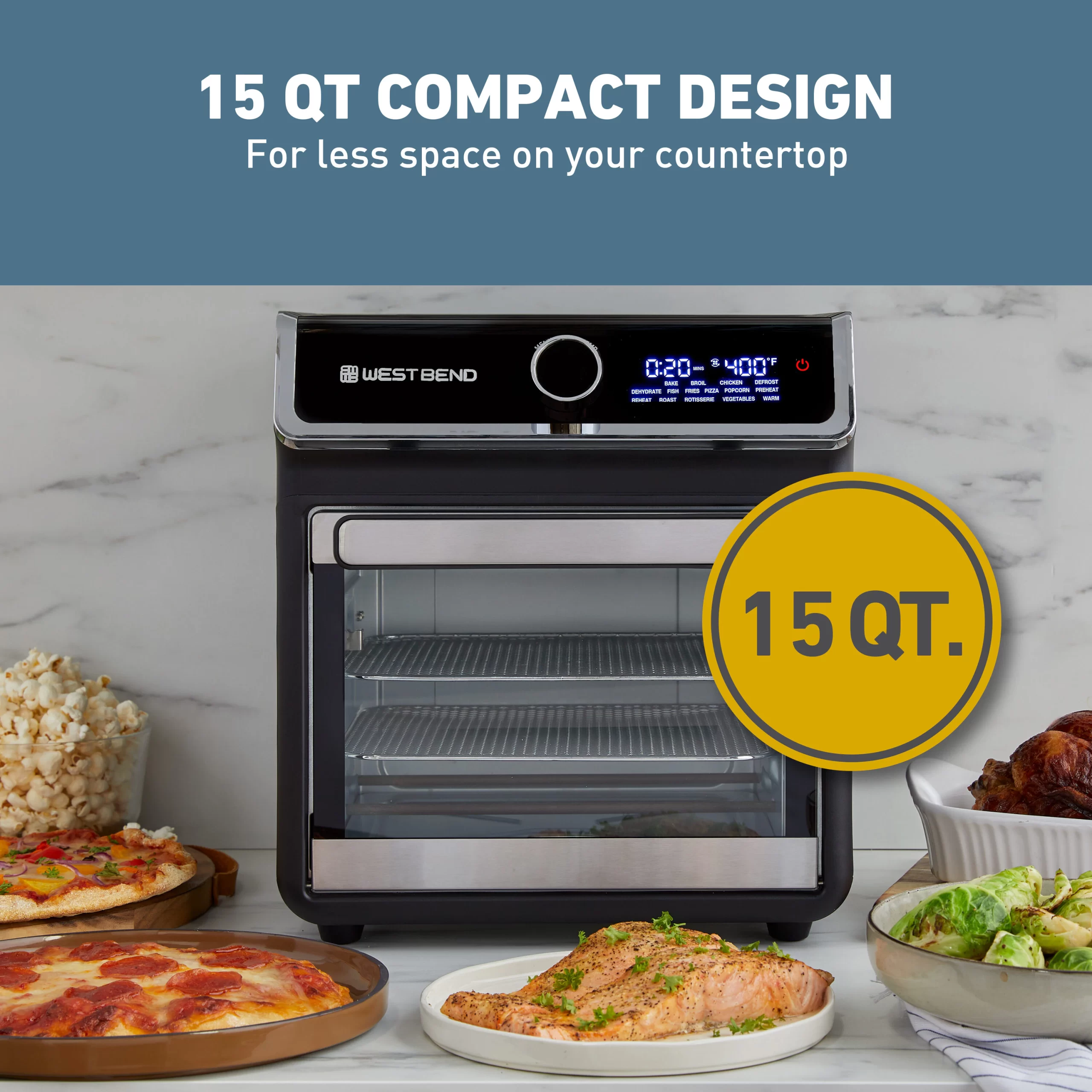 West Bend 15-Quart Black Digital 3-Baskets Air Fryer