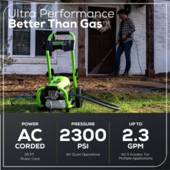 Greenworks 2300 PSI 2.3-GPM Cold Water Electric Pressure Washer with 5 Spray Tips