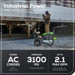 Greenworks Industrial Grade 3100 PSI 2.1-GPM Cold Water Electric Pressure Washer with 5 Spray Tips