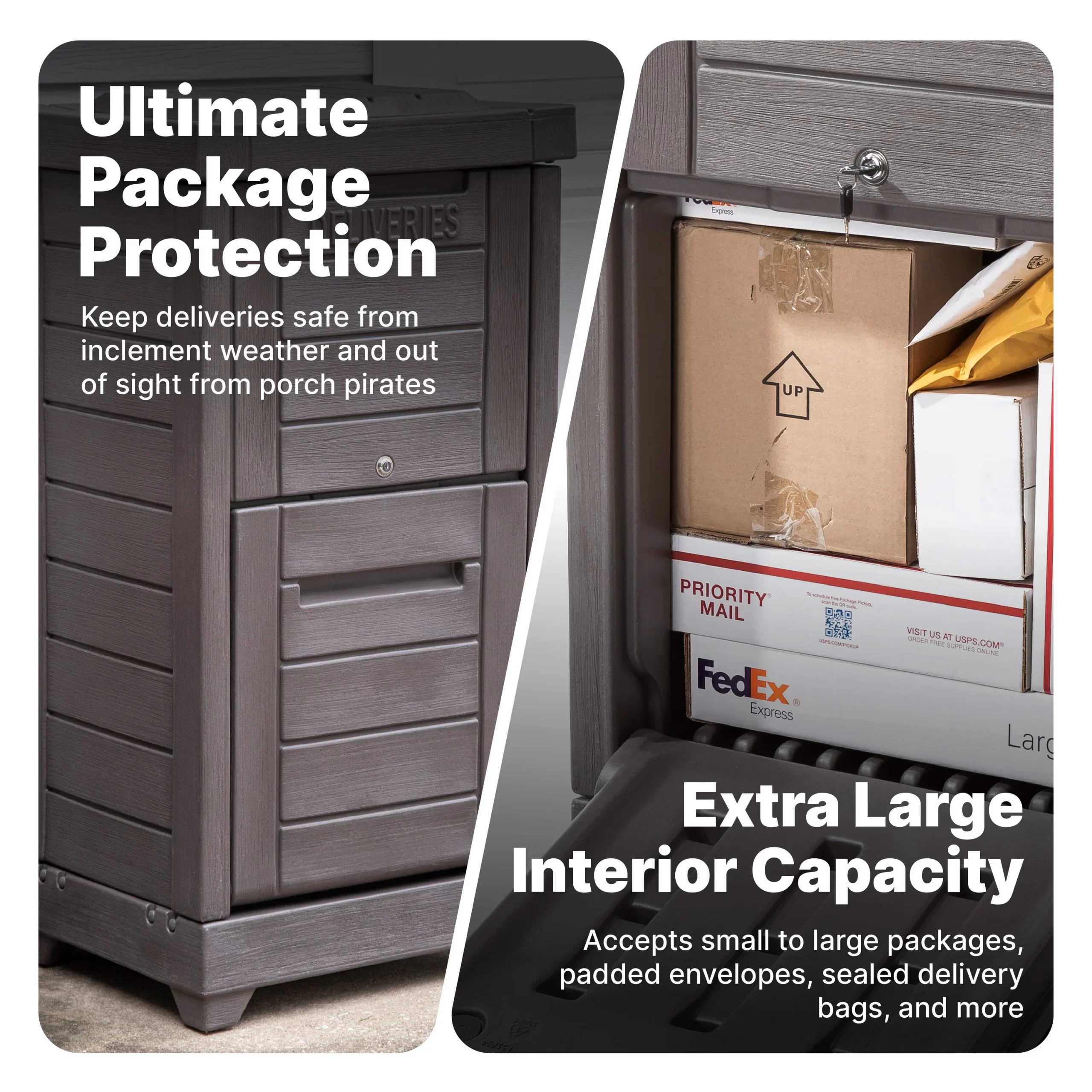 Step2 Ground Mount Brown Plastic Extra Large Lockable Package Box